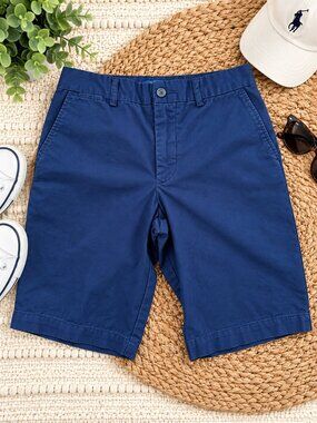 Polo Ralph Lauren Boys Size 12 Navy Blue Chino Shorts Classic Preppy 100% Cotton